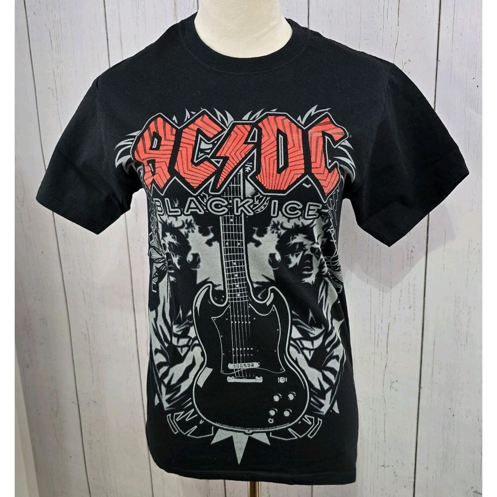 AC/DC Shirt Mens Small Black Ice Rock Band Concert Tour Shirt Short Sleeve ACDC